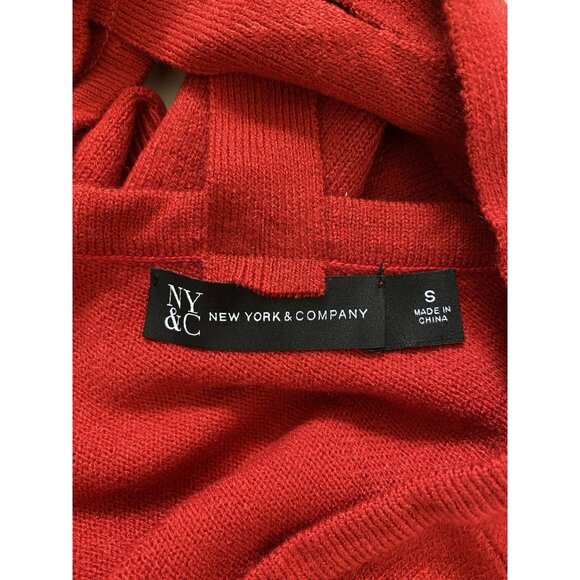 New York and Company Womens Size Small Red Cross Back Sweater Lattice Back NY&Co - Picture 4 of 8